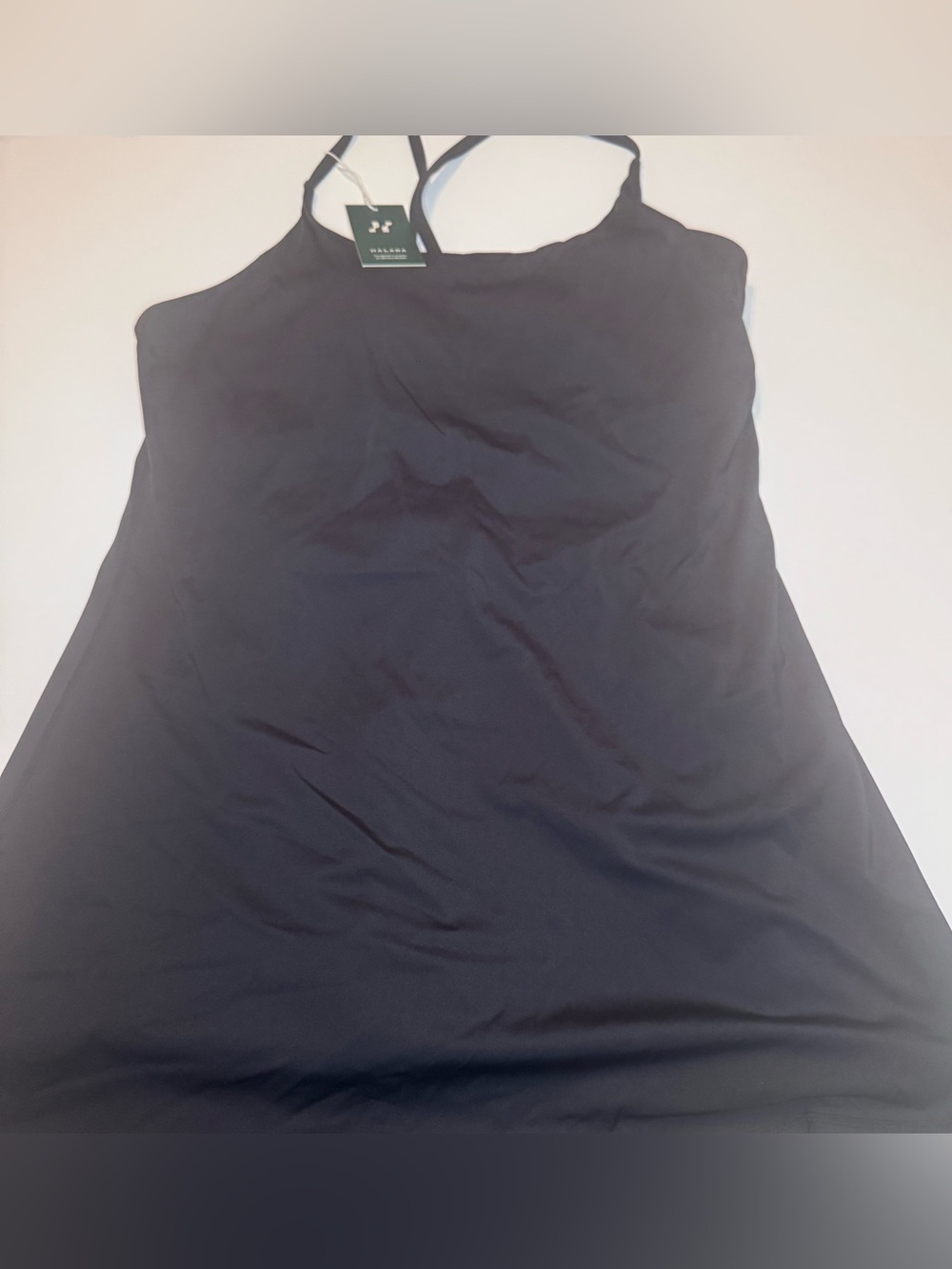 HALARA Black Athletic Mini Dress with Spaghetti Straps and Shorts